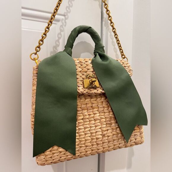 MME MINK THE LADY JANE WOVEN BAG IN MOSS - Picture 4 of 8